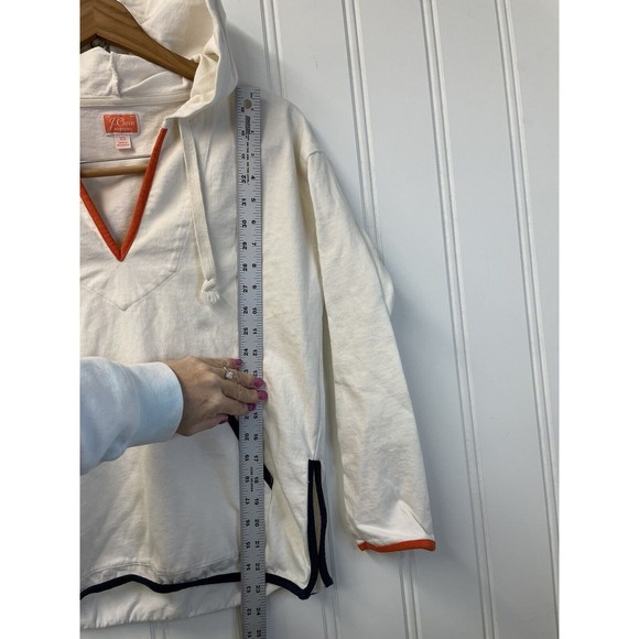 J.‎ Crew Weekend Tipped V-Neck Mariner Cotton Relaxed Hoodie Ivory Size XS - Picture 8 of 8